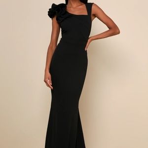 Lulu’s Lucette Black Sleeveless Ruffled Mermaid Maxi Dress